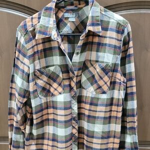 Natural Reflections Women's Plaid Button-Down Shirt - Green, Brown, Cream